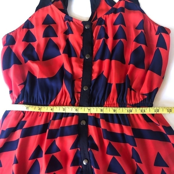 Silence + Noise Abstract Print Scoop Neck Racerback Fit & Flare Dress Mini Sz S - Picture 8 of 10